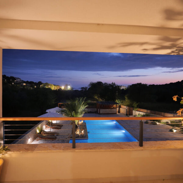 View of the pool from the apartment terrace