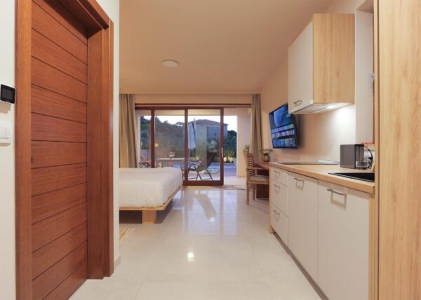 The view of the premium studio from the entrance hallway