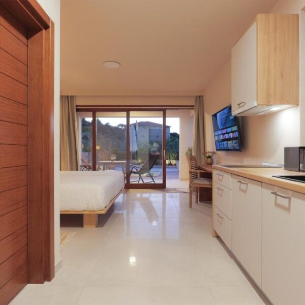 The view of the premium studio from the entrance hallway