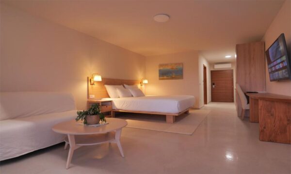 Premium studio apartment during nighttime