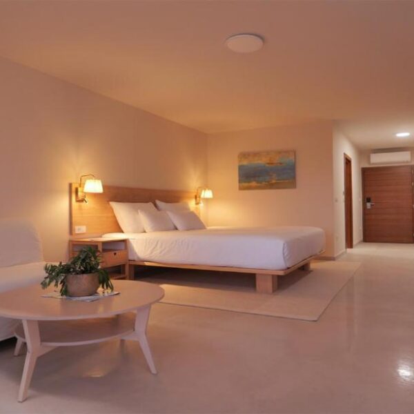 Premium studio apartment during nighttime