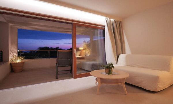 Premium studio apartment during nighttime with view of the nightsky